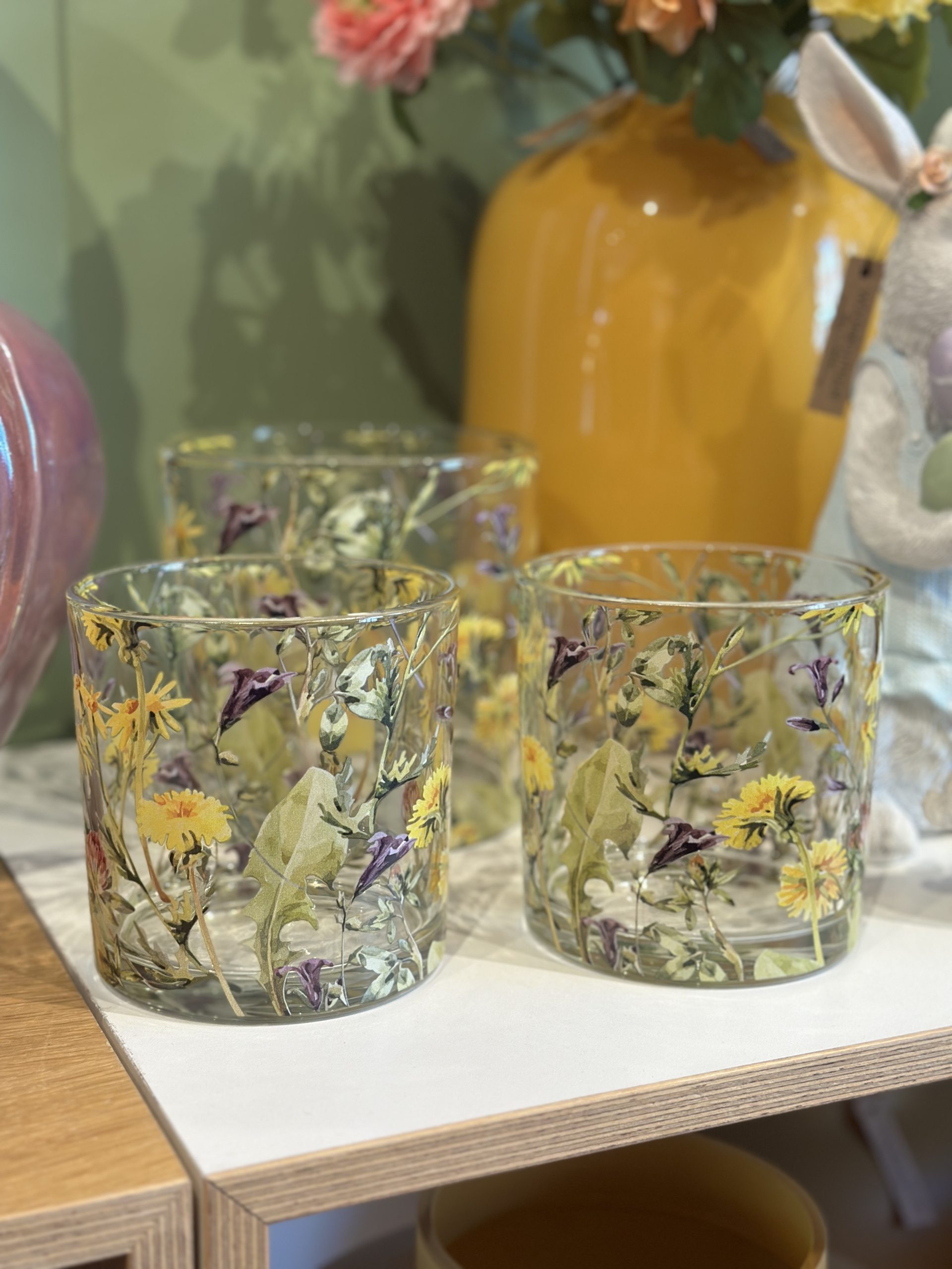 Waxinelichthouder glass flowers