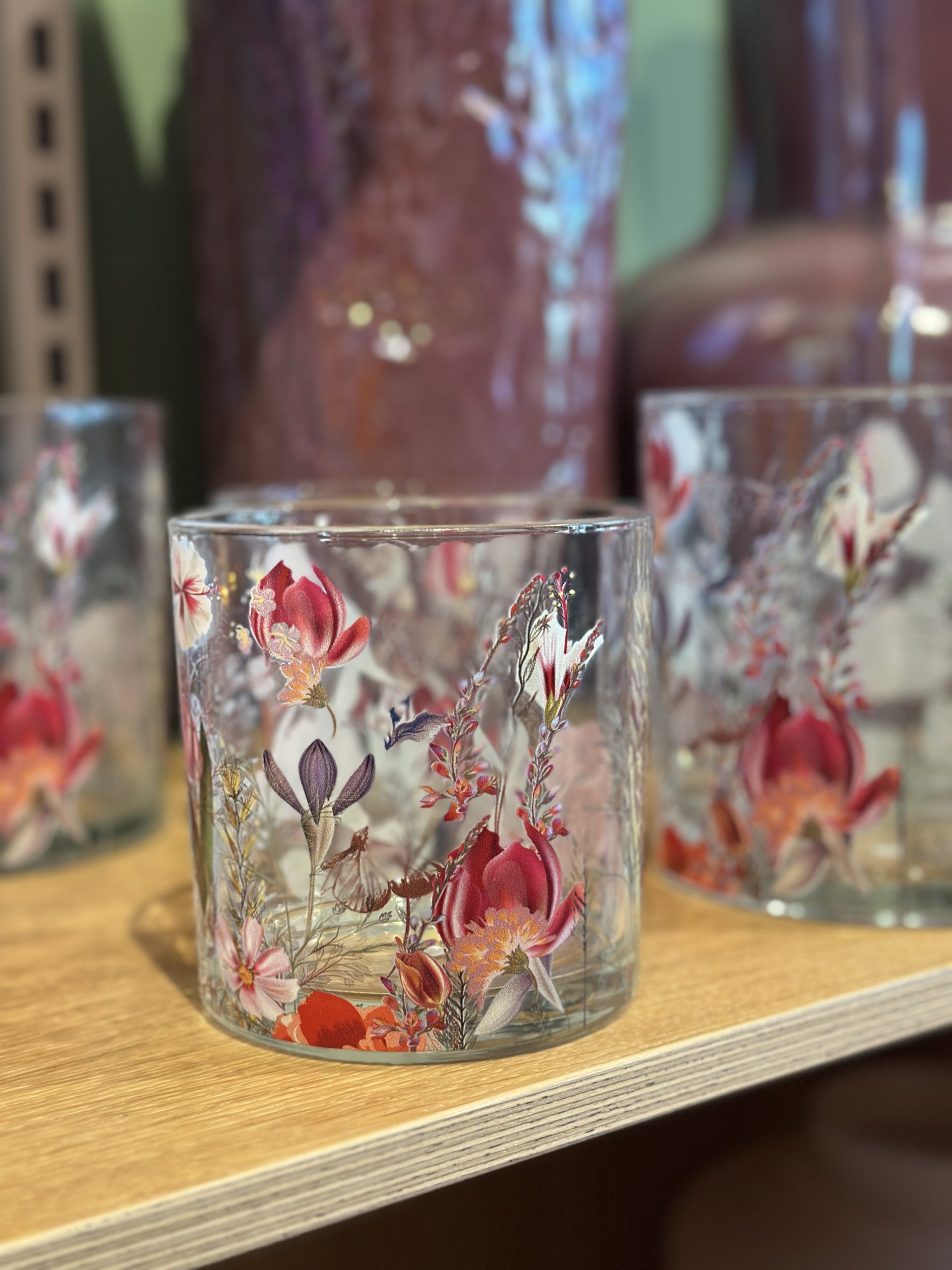 Waxinelichthouder glass flowers/Butterfly