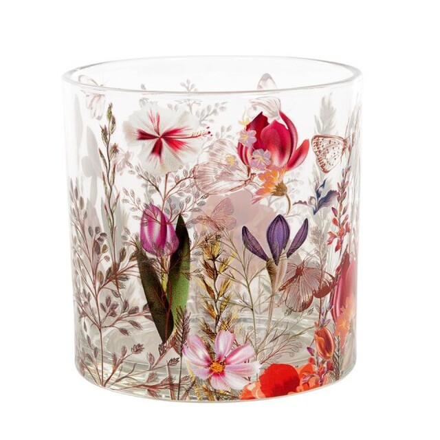 Waxinelichthouder glass flowers/Butterfly