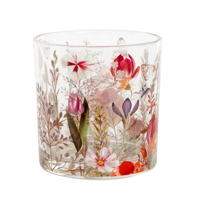 Waxinelichthouder glass flowers/Butterfly