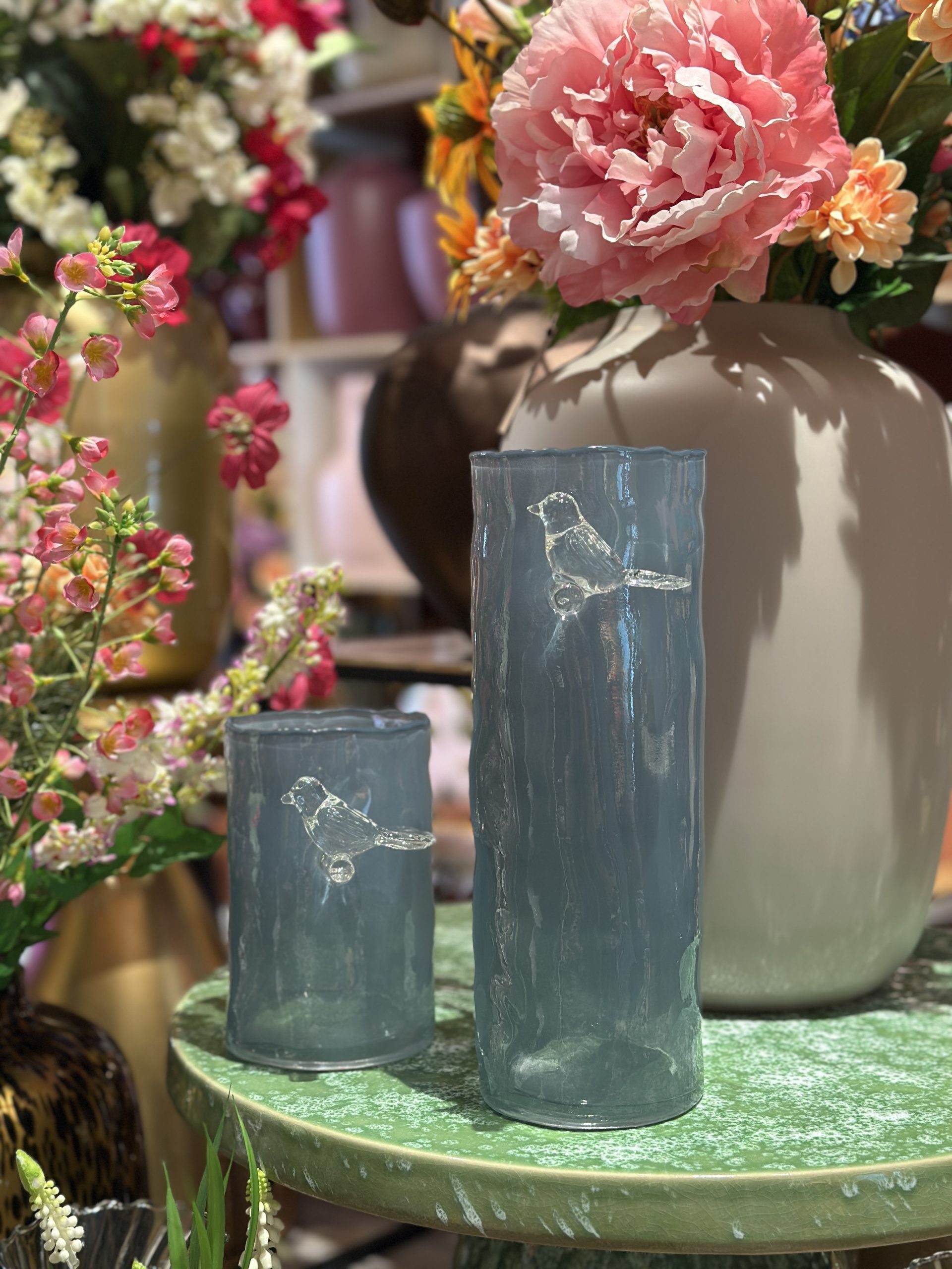 Bird Vaas Misty Blue Glass (2maten) - Afbeelding 5