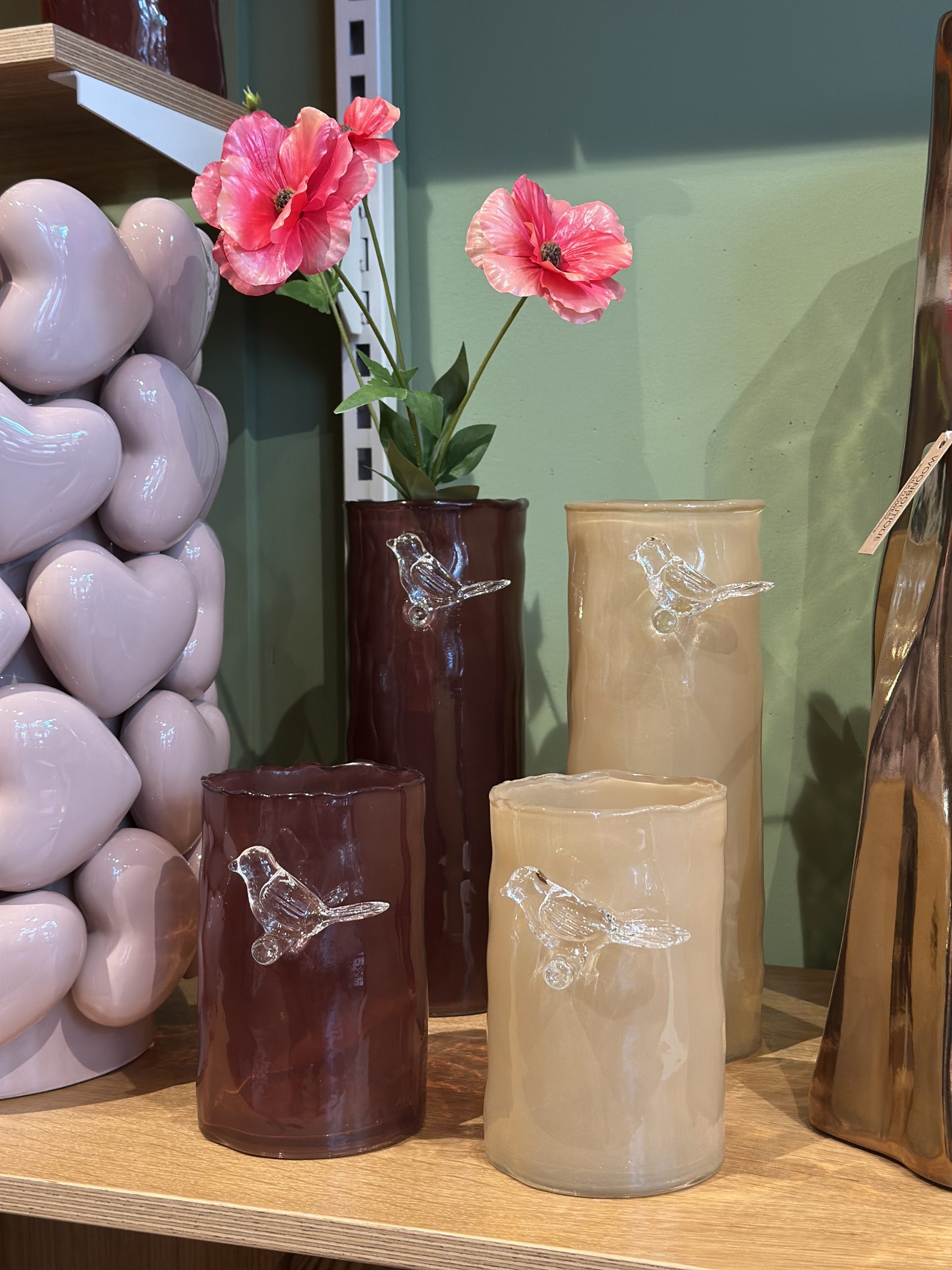 Bird Vaas Red Ochre Glass (2 maten) - Afbeelding 5