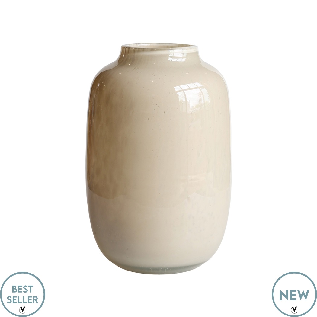 Artic mondgeblazen vaas beige 29cm hoog