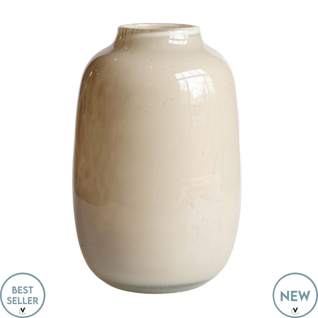 artic mondgeblazen vaas beige 35cm hoog