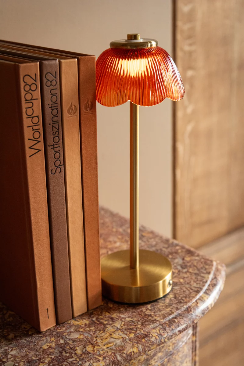 tafel lamp bloem oranje