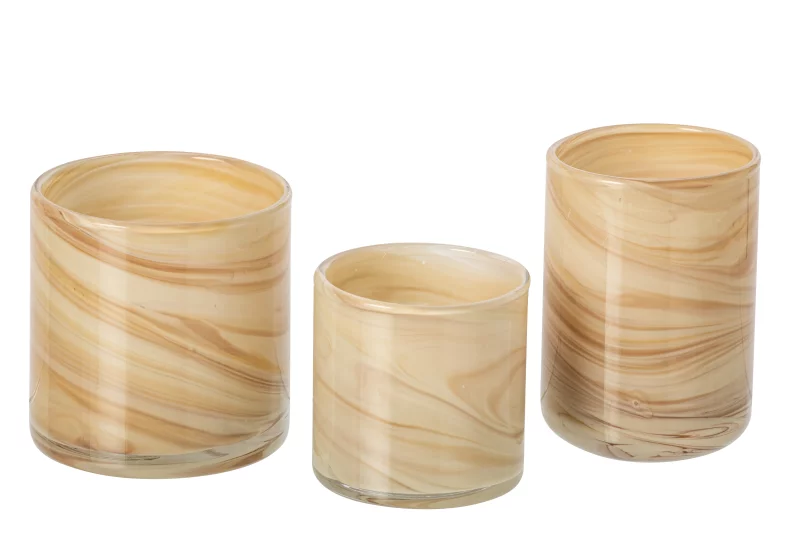 Glazen waxinelichthouder Marmerlook Beige bij Zijden Boutique in de winkel en online
