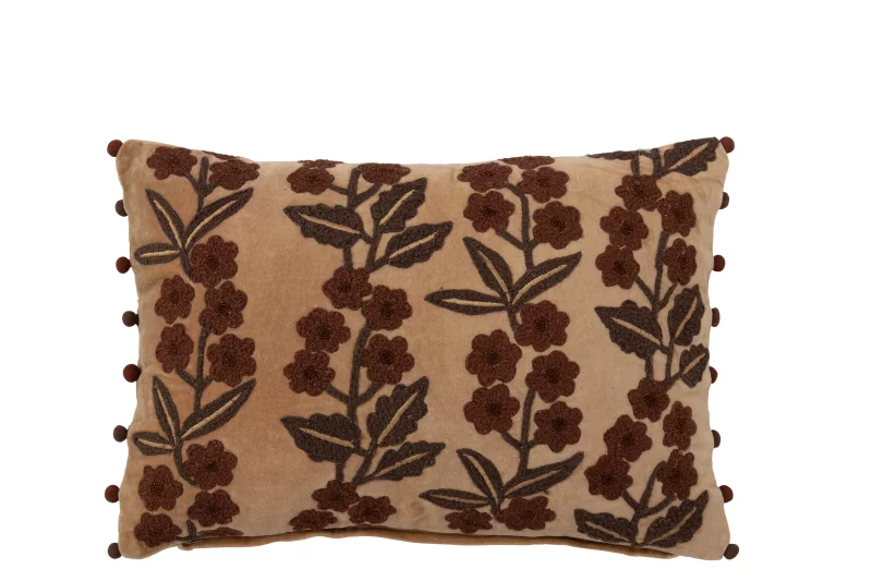 Sierkussen Bloemen & Bladeren Camel/Bruin in Delft bij de Zijden Boutique