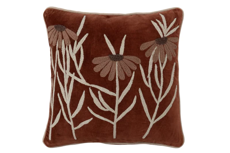Sierkussen Bloemen Bruin – 45 x 45 cm bij de Zijden Boutique op de Molslaan 12 in Delft