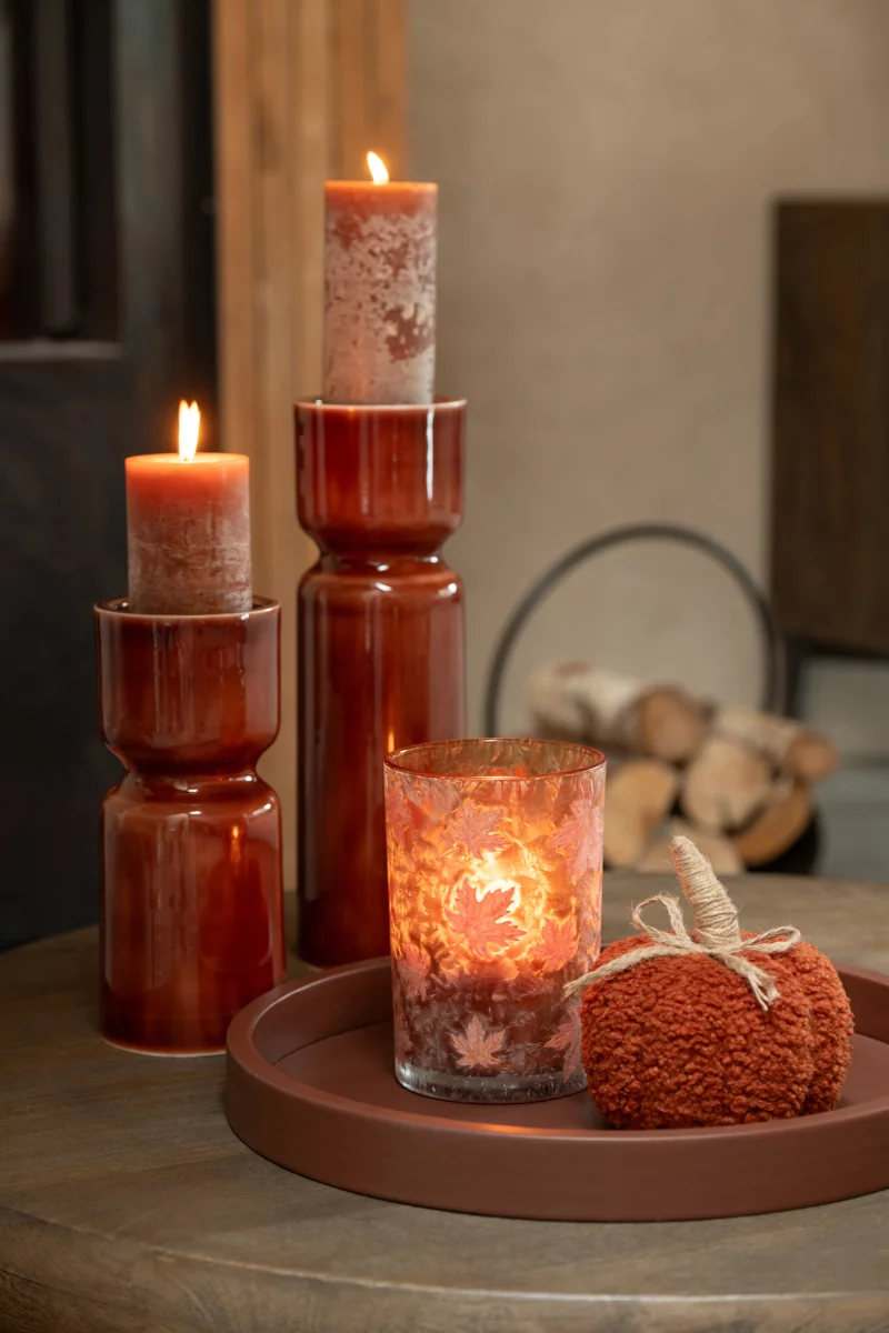 Decoratieve stoffen pompoen roestbruin bij de zijden boutique in Delft centrum