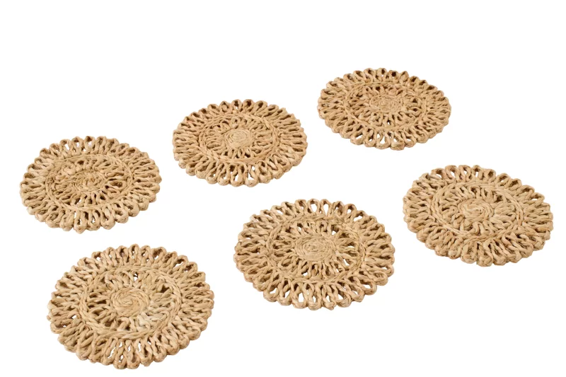 Jute onderzetters rond naturel – set van 6 bij zijden boutique in delft