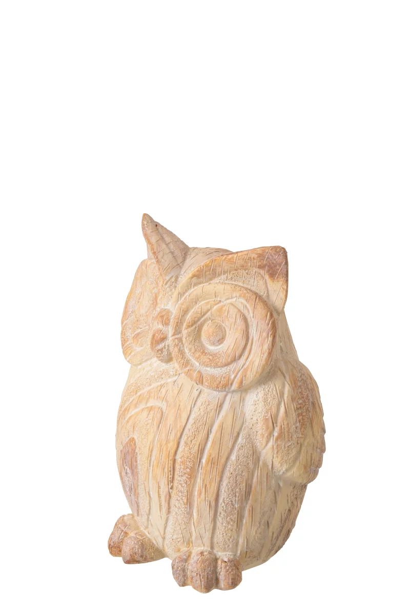 Uil hout look, gemaakt van polyresin verkrijgbaar bij Zijden Boutique in Delft