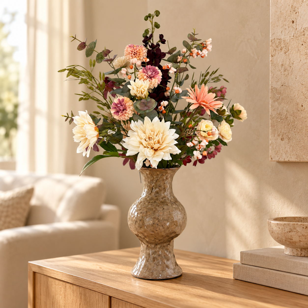 Zijden herfstboeket Autumn Blush bij de zijden boutique in Delft